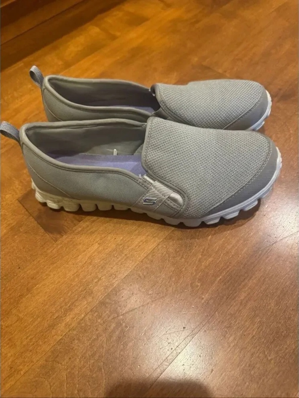 Skechers Women’s Slip-On Comfort Sneakers in Light Gray